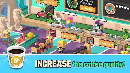 تحميل لعبة Idle Coffee Corp Apk مهكرة للاندرويد والايفون 2024 اخر اصدار مجانا